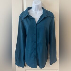 SHEIN Teal Button-Down Shirt for Women